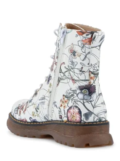 Blanc - Pavers Bottes À lacets Fleuri