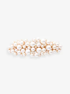 Blanc - Pince barette en métal effet perle