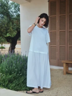 Blanc - Robe chemise deux-en-un en jersey