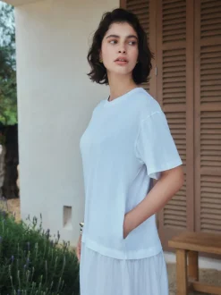 Blanc - Robe chemise deux-en-un en jersey