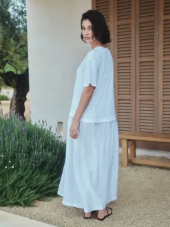 Blanc - Robe chemise deux-en-un en jersey