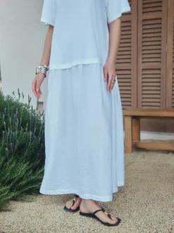 Blanc - Robe chemise deux-en-un en jersey