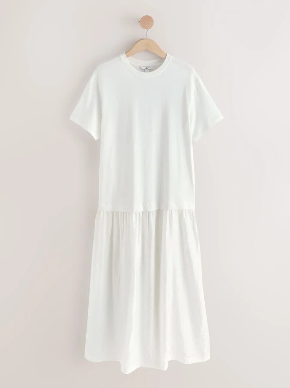 Blanc - Robe chemise deux-en-un en jersey