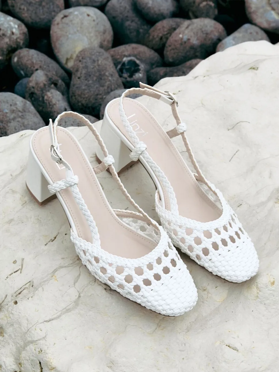 Blanc - Sandales Linzi Sandria tissées à la main à bride arrière