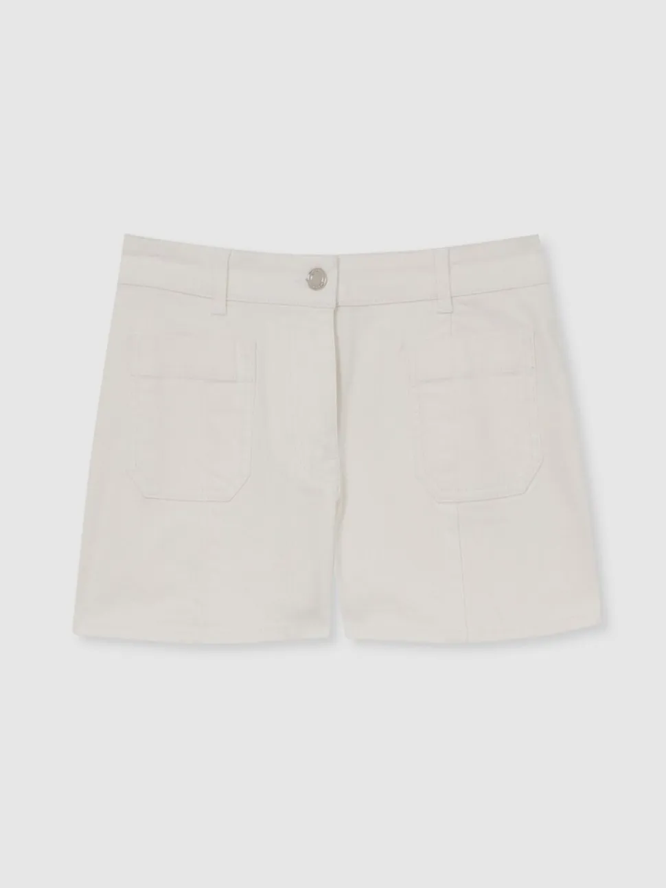 Blanc - Short taille mi-haute Reiss Kira en denim avec poches plaquées