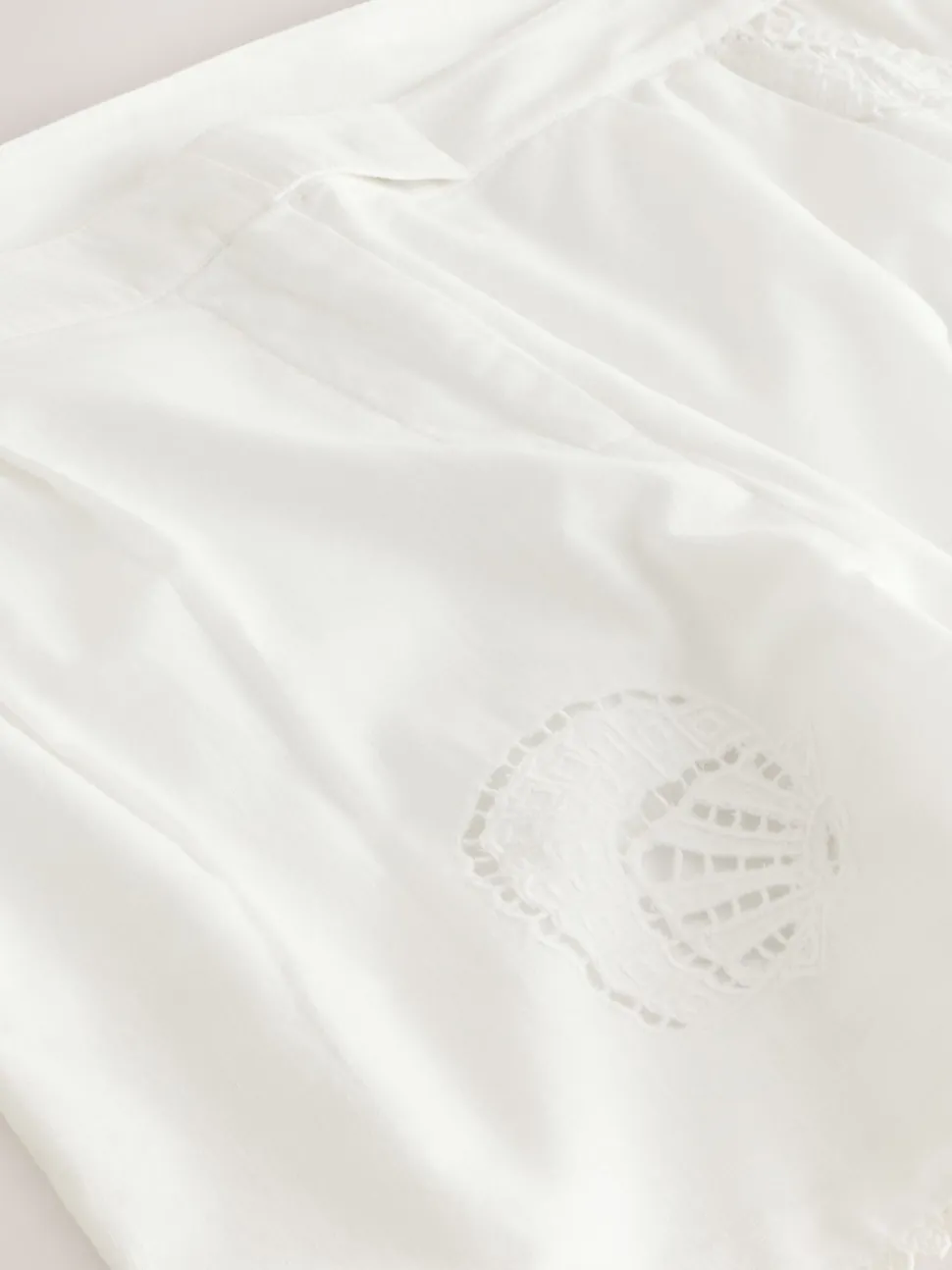 Blanc - Shorts Broderie