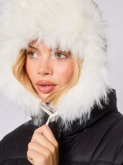 Blanc - South Beach Chapeau de trappeur de ski en fausse fourrure
