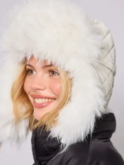 Blanc - South Beach Chapeau de trappeur de ski en fausse fourrure