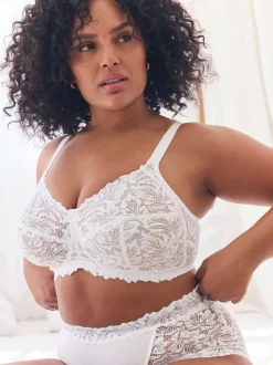Blanc - Soutien-gorge B-H confort ultime en dentelle sans rembourrage sans armatures