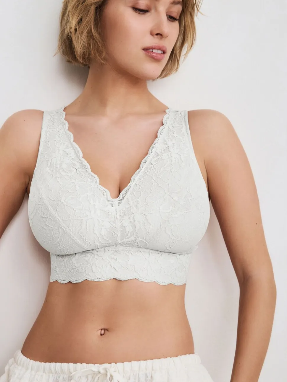Blanc - Soutien-gorge en dentelle maintien total