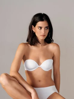 Blanc - Soutien-gorge lissant sans bretelles à dos clair A-E