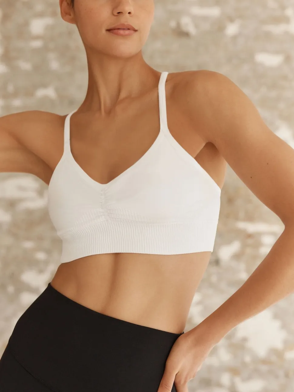 Blanc - Soutiens-gorge de sport à bretelles sans coutures
