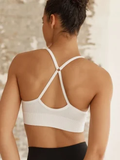 Blanc - Soutiens-gorge de sport à bretelles sans coutures