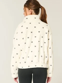 Blanc - Sweat-shirt Hollister Gilly Hicks brodé zippé
