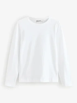 Blanc - T-shirt à manches longues de cou d'équipage