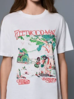 Blanc - T-shirt Fleetwood Mac à manches courtes et col rond graphique