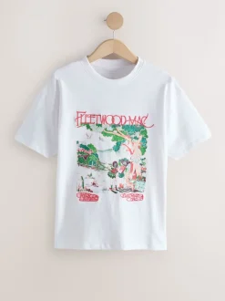 Blanc - T-shirt Fleetwood Mac à manches courtes et col rond graphique