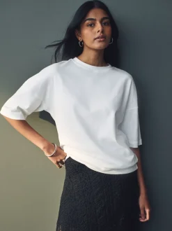 Blanc - T-shirt long épais décontracté