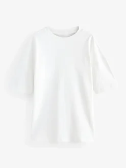Blanc - T-shirt long épais décontracté