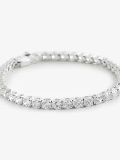 Blanc chromé - Bracelet tennis Swarovski Matrix avec plaqué or rond