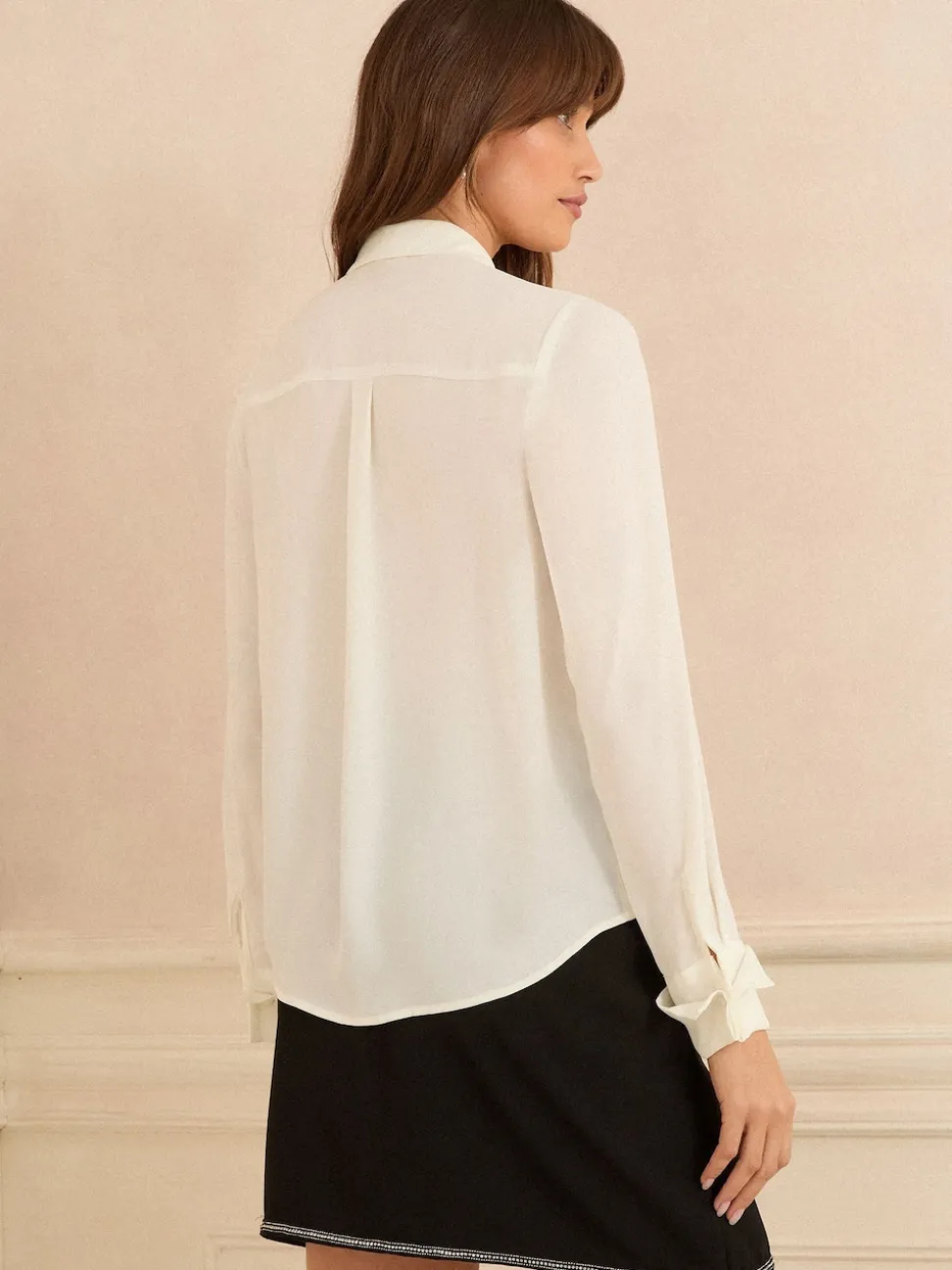 Blanc écru - Chemise Love & Roses à manches longues boutonnée