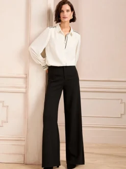 Blanc écru métallisé - Chemise Love & Roses à manches longues boutonnée
