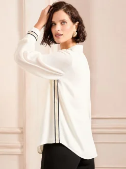 Blanc écru métallisé - Chemise Love & Roses à manches longues boutonnée