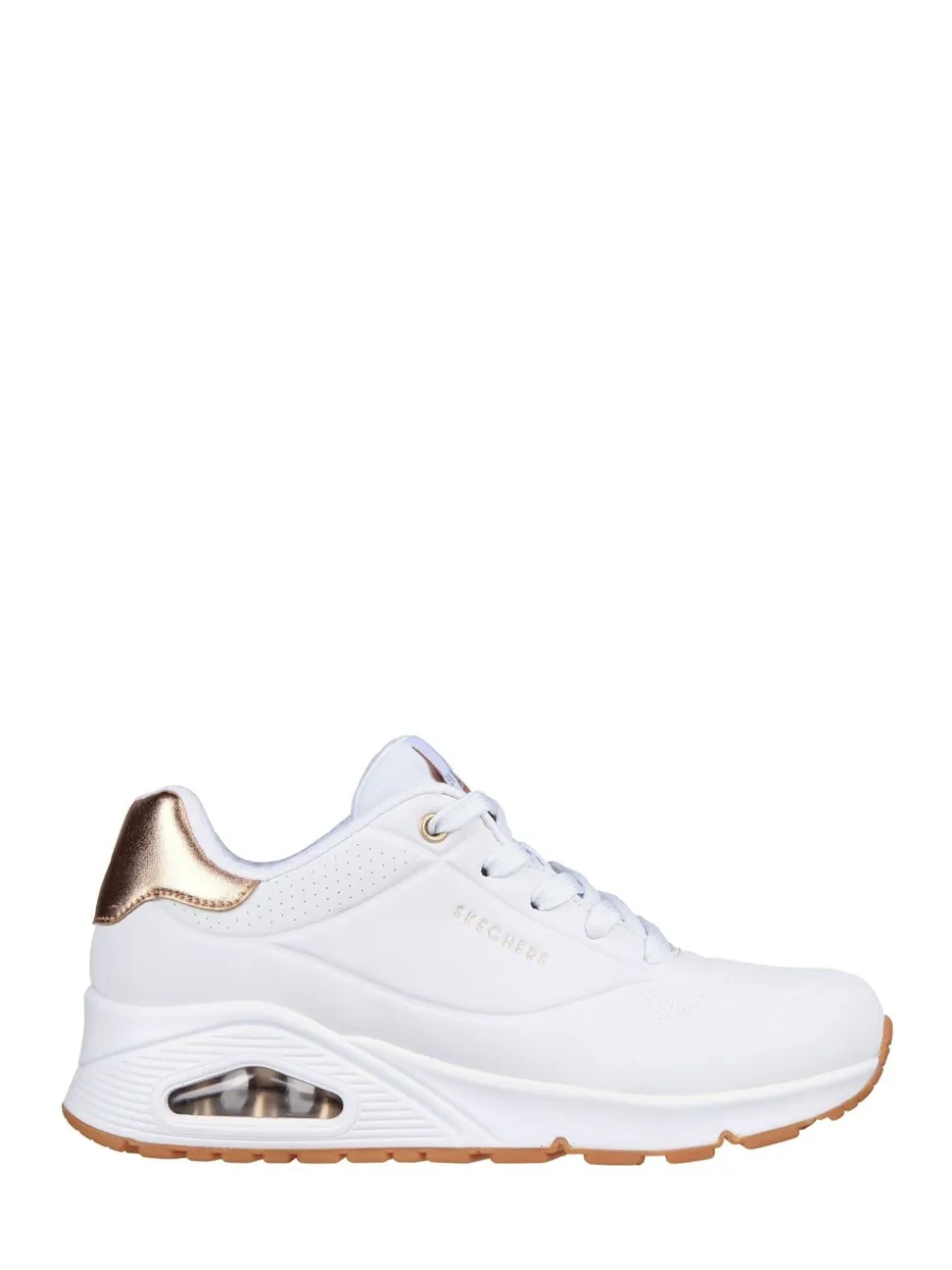 Blanc de coton - Baskets Skechers Golden Fit Uno femme dorées