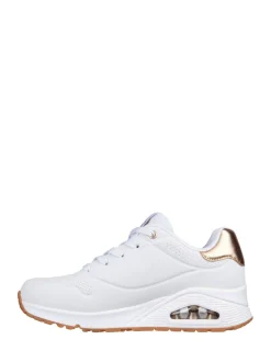 Blanc de coton - Baskets Skechers Golden Fit Uno femme dorées