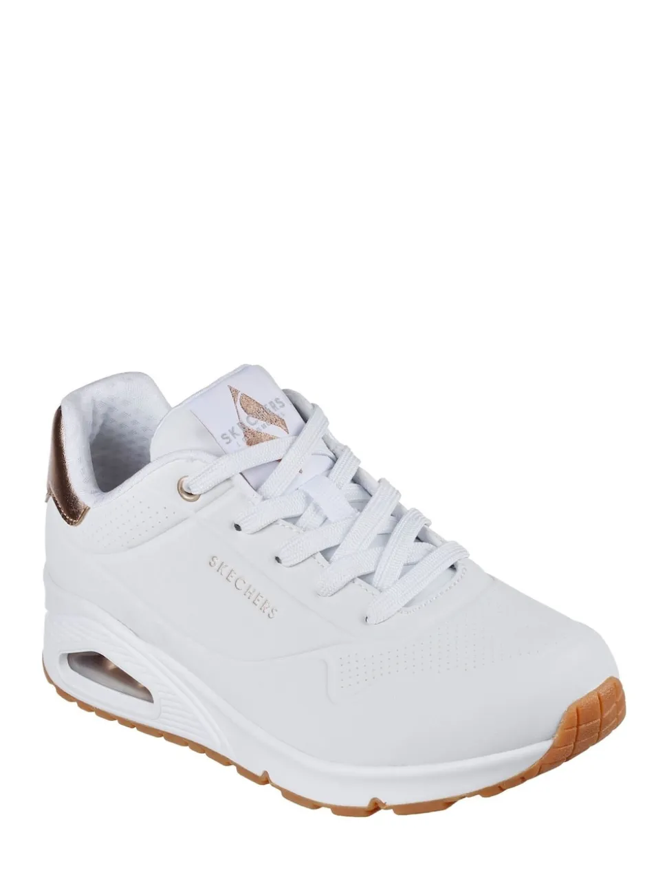 Blanc de coton - Baskets Skechers Golden Fit Uno femme dorées