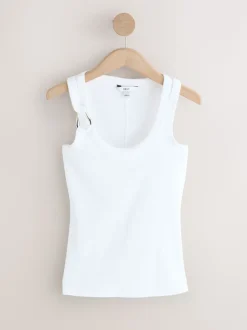 Blanc/Argent - Débardeur côtelé Trim Hardware Detail Racer