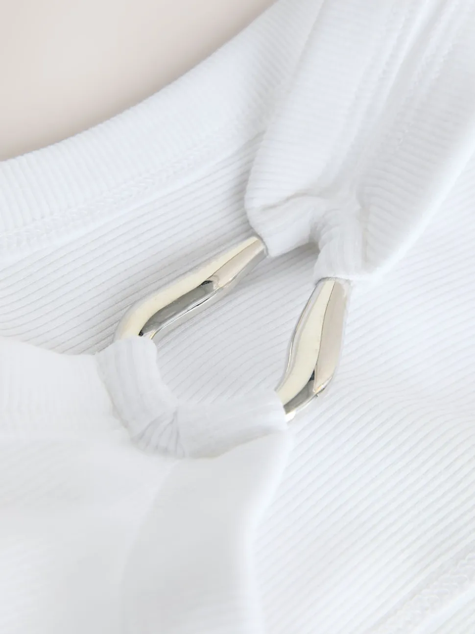 Blanc/Argent - Débardeur côtelé Trim Hardware Detail Racer