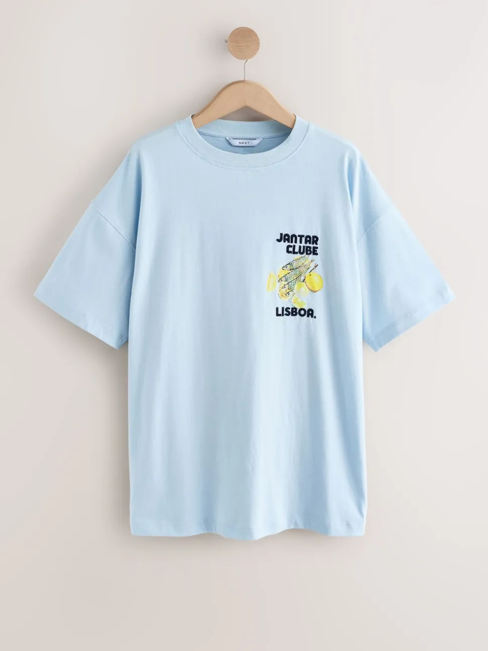 Blanc/Bleu - T-shirt de plage imprimé graphique