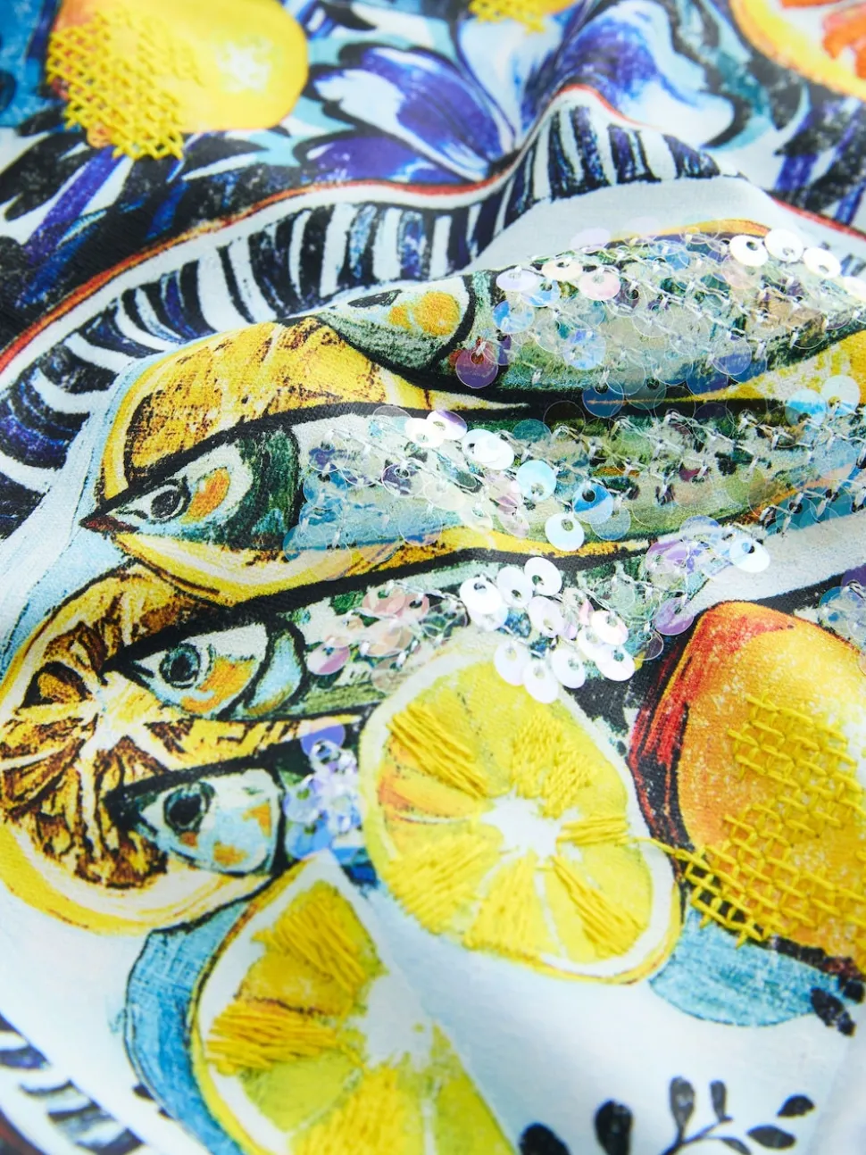 Blanc/Bleu - T-shirt de plage imprimé graphique