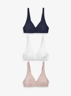 Blanc/bleu marine/rose - Lot de 3 soutiens-gorge en mélange de coton Ultimate Comfort