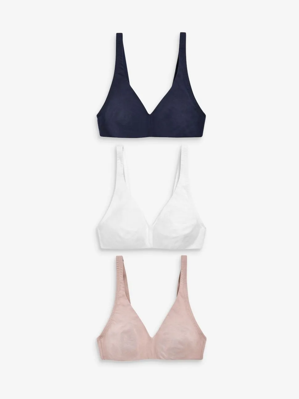Blanc/bleu marine/rose - Lot de 3 soutiens-gorge en mélange de coton Ultimate Comfort