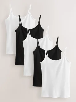 Blanc/Noir - Lot de 5 gilets à fines bretelles