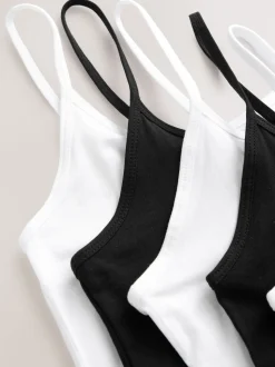 Blanc/Noir - Lot de 5 gilets à fines bretelles
