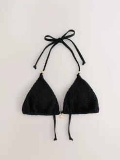 Blanc/Noir - Lot de 2 hauts de bikini triangle froncés
