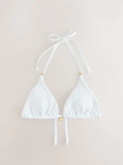 Blanc/Noir - Lot de 2 hauts de bikini triangle froncés