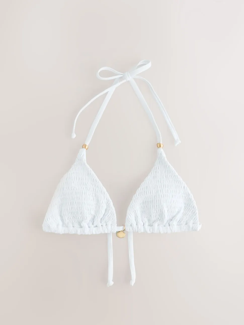 Blanc/Noir - Lot de 2 hauts de bikini triangle froncés