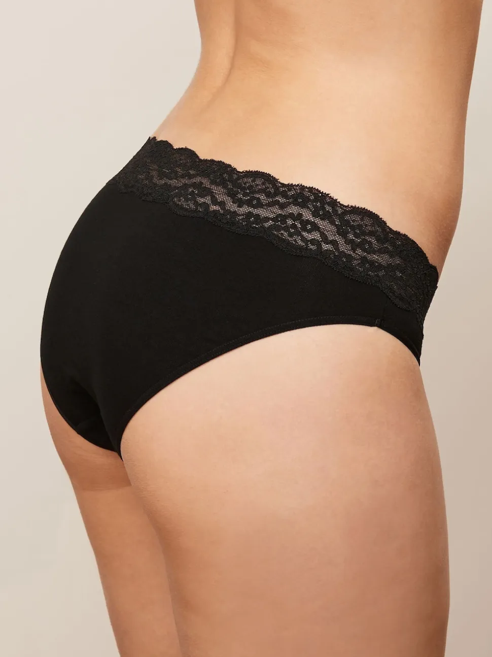 Blanc/Noir/Gris - Lot de 4 culottes en coton et dentelle