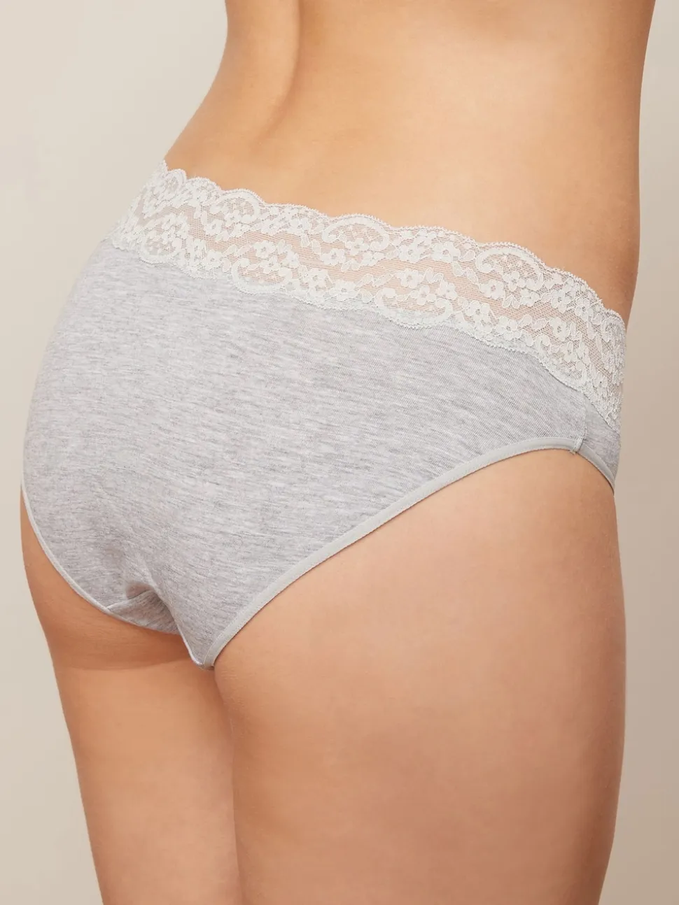 Blanc/Noir/Gris - Lot de 4 culottes en coton et dentelle
