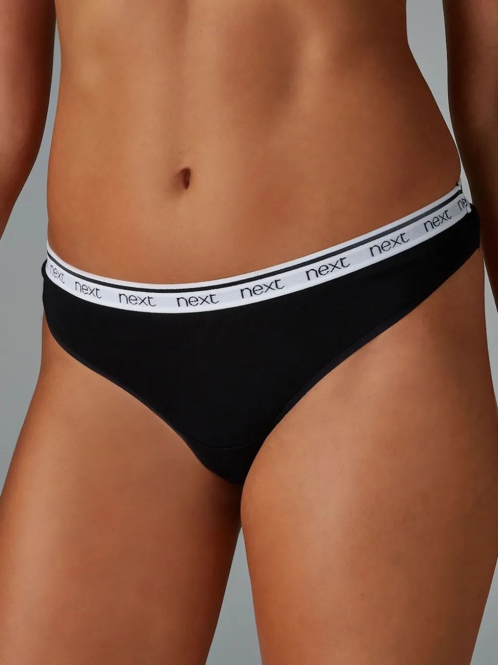 Blanc/Noir/Gris - Lot de 4 culottes à logo en coton