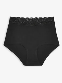 Blanc/Noir/Gris - Lot de 4 culottes en coton et dentelle