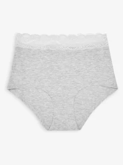 Blanc/Noir/Gris - Lot de 4 culottes en coton et dentelle