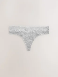 Blanc/Noir/Gris - Lot de 4 culottes en coton et dentelle