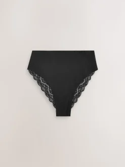 Blanc/Noir/Gris - Lot de 4 culottes en coton et dentelle