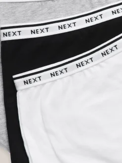 Blanc/Noir/Gris - Lot de 4 culottes à logo en coton