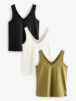 Blanc/Noir/Gris chiné - Lot de 3 gilets souples en modal